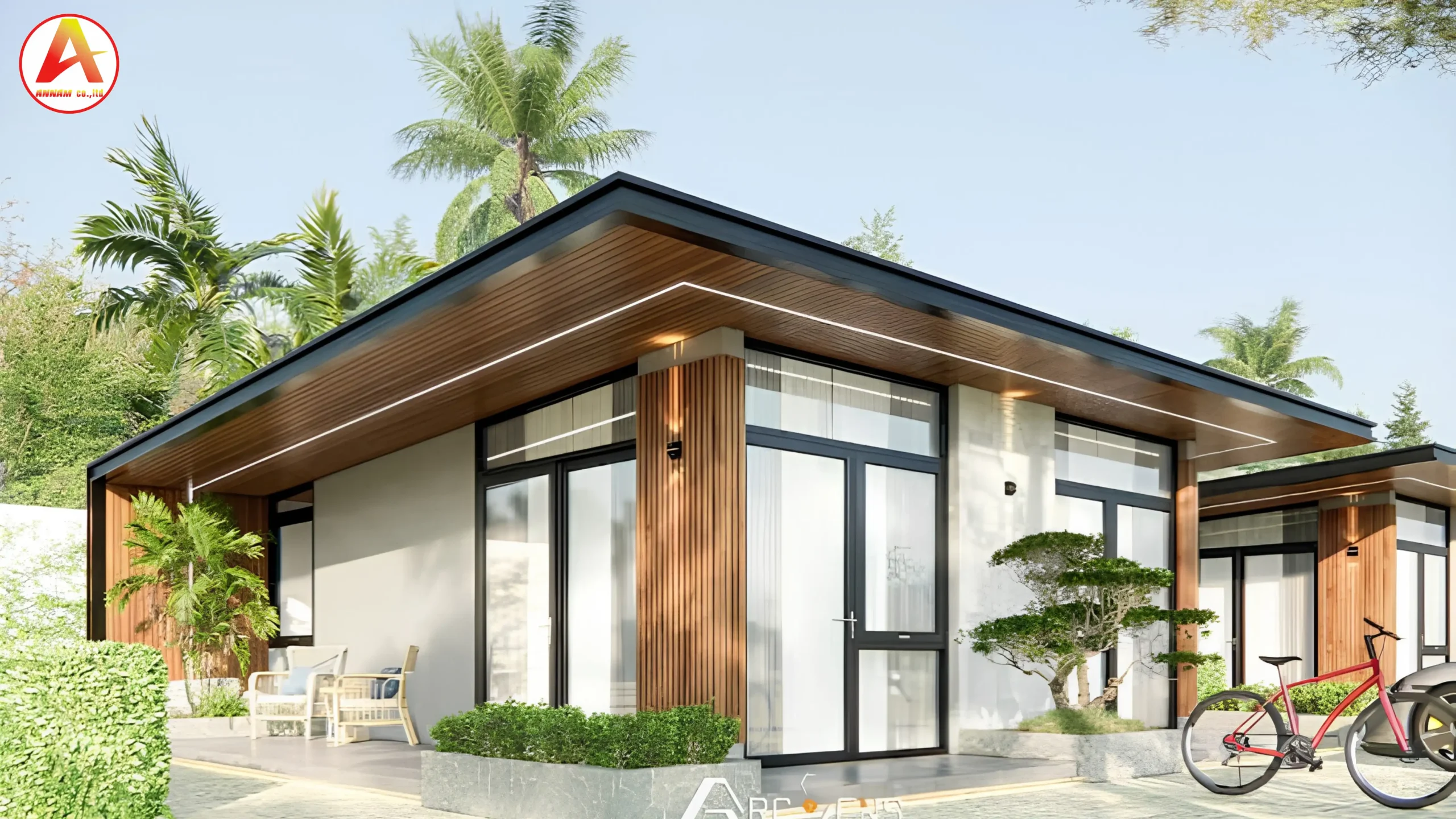 Bungalow lắp ghép nghỉ dưỡng do Công ty An Nam tư vấn thiết kế.